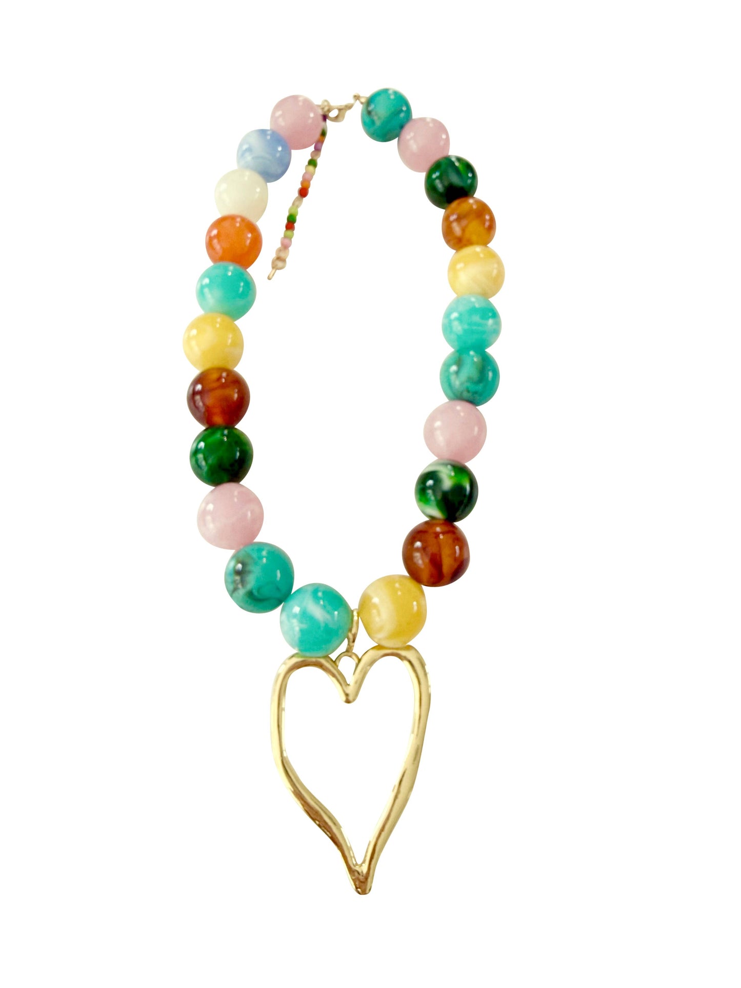 Davis Chunky Beaded Heart Necklace