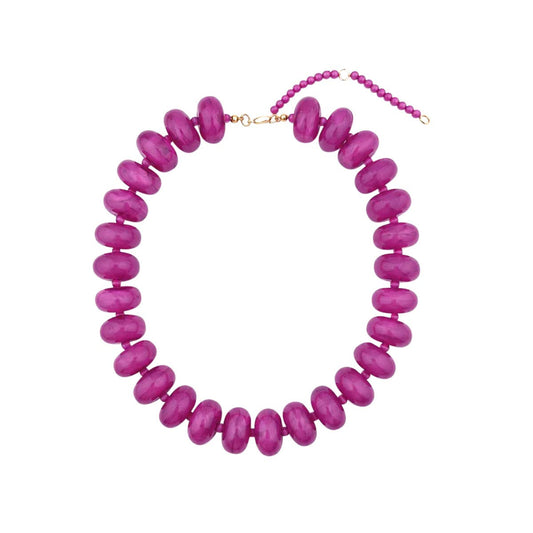 Bailey Chunky Beaded Necklace- Magenta