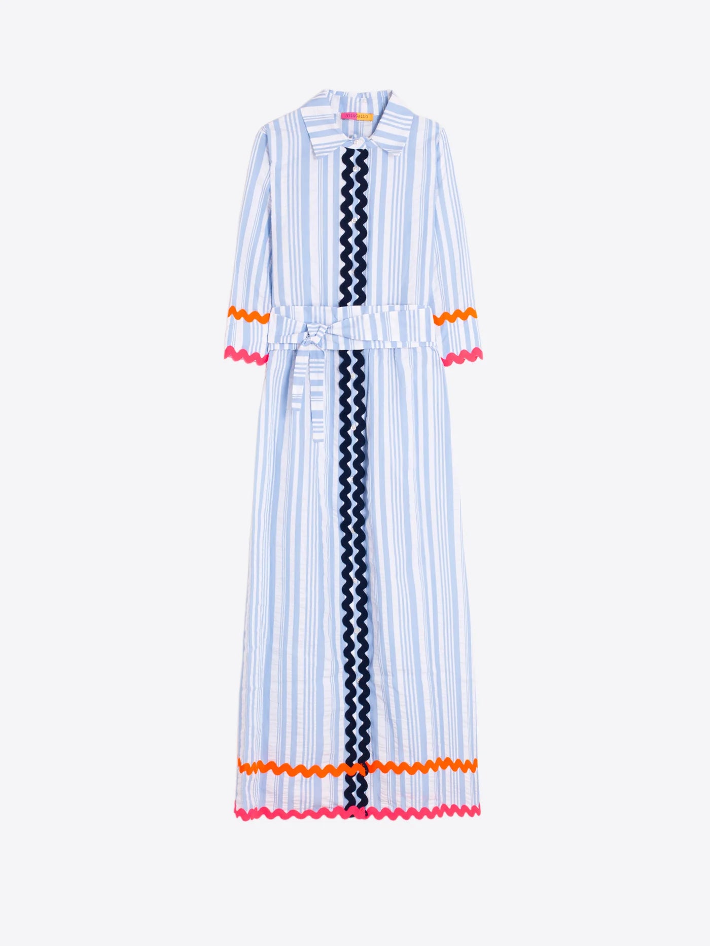 Seersucker Ric Rac Trim Shirt Dress