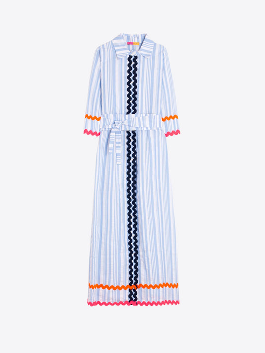 Seersucker Ric Rac Trim Shirt Dress