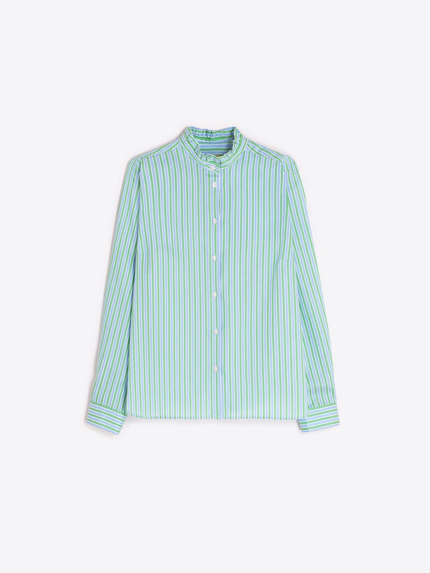 Ruffle Collar Striped Blouse