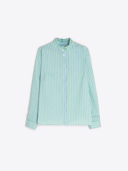 Ruffle Collar Striped Blouse