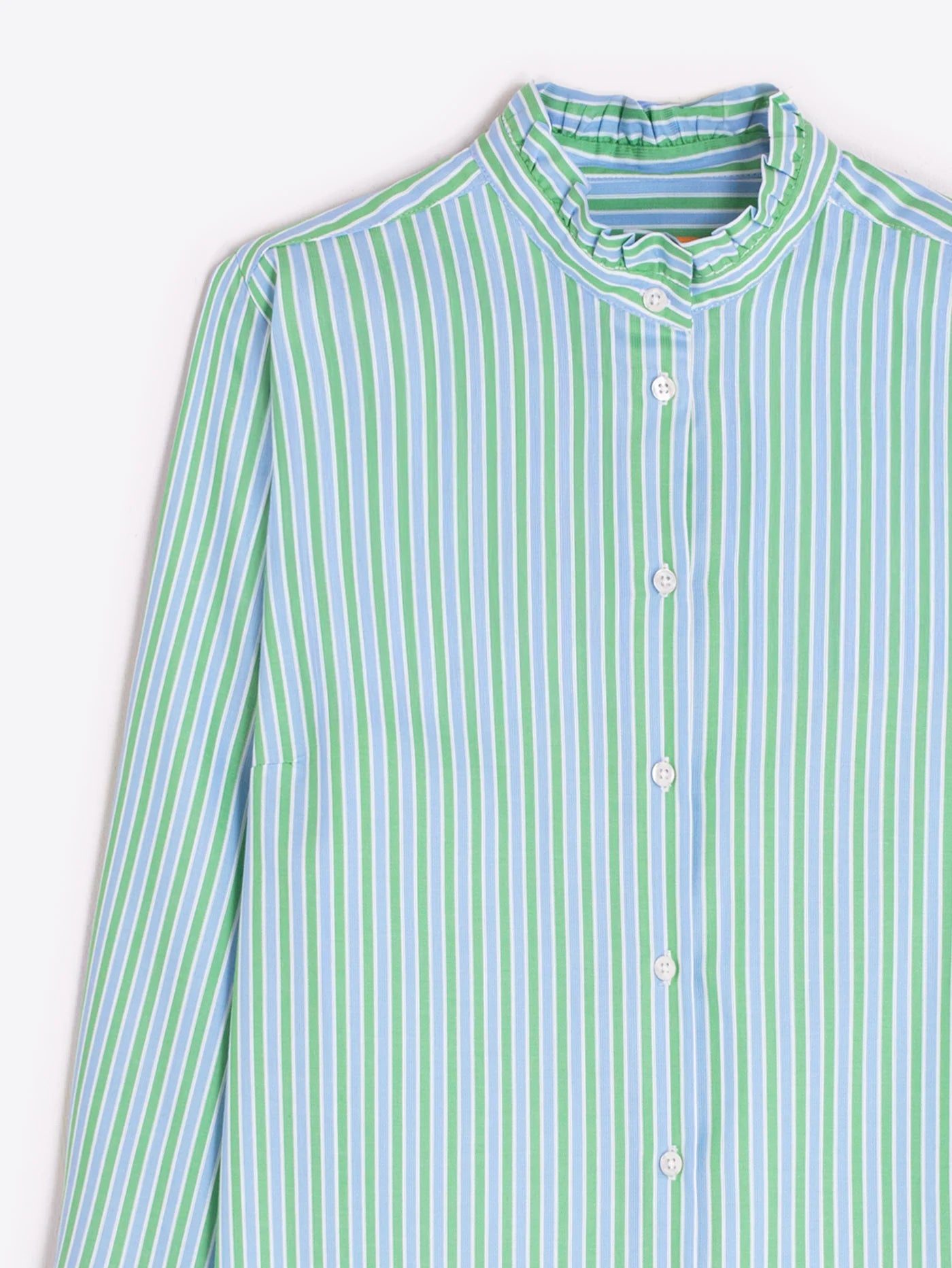 Ruffle Collar Striped Blouse