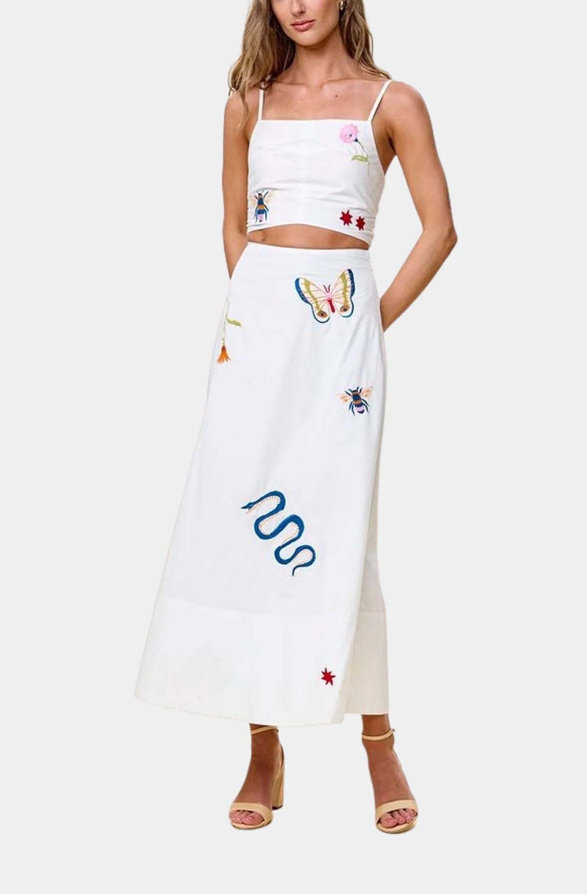 Eden Ankle Skirt in Montecito Embroidery Motif