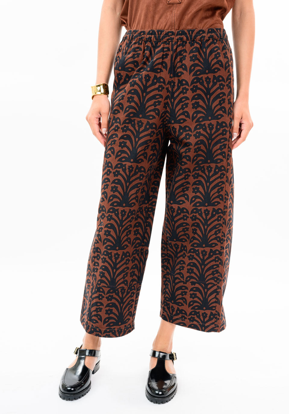 Black Brown Poet Barrel Pant