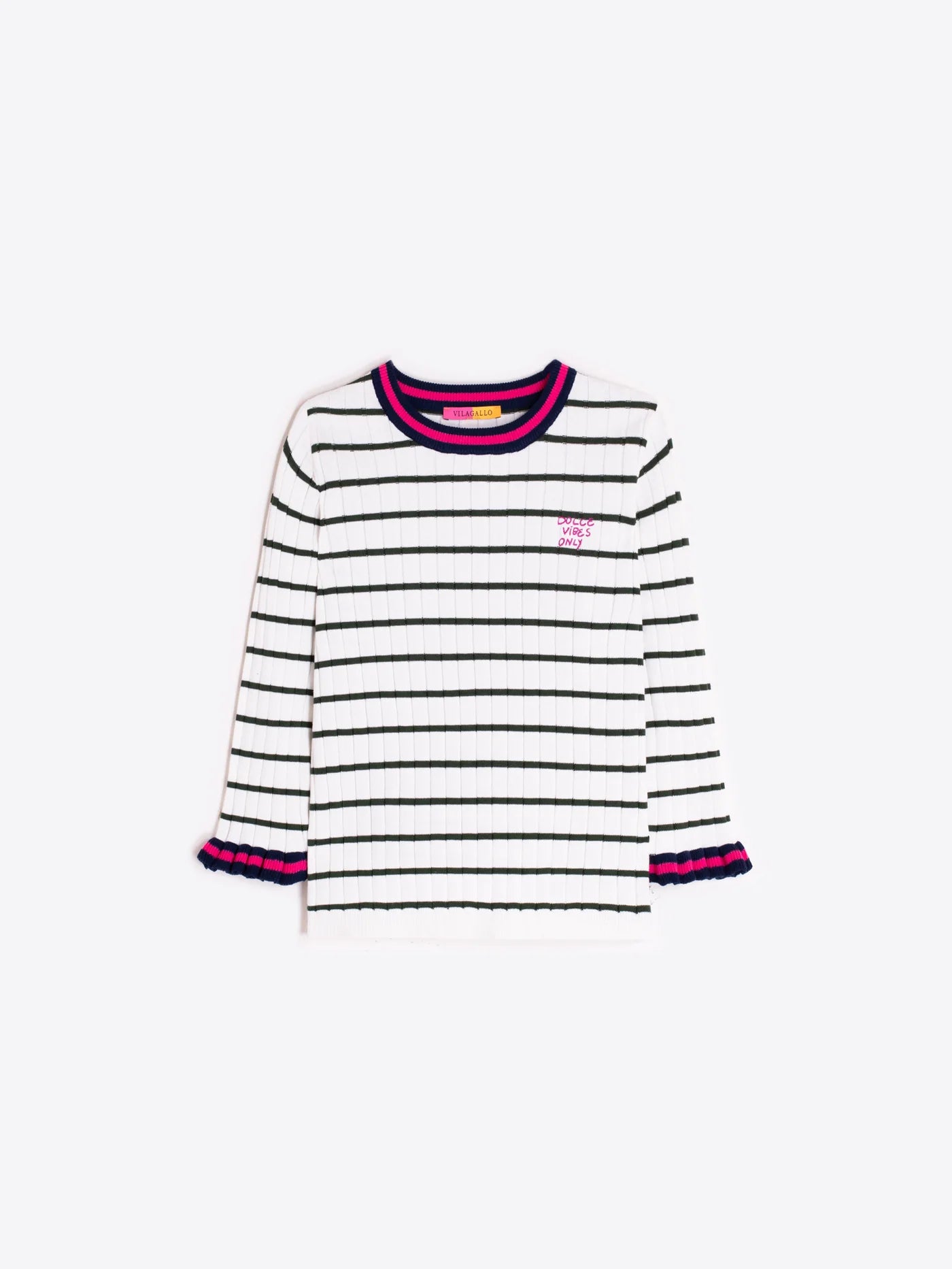 Striped Ruffle Knit Top