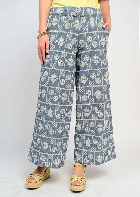 Chambray Embroidered Pant