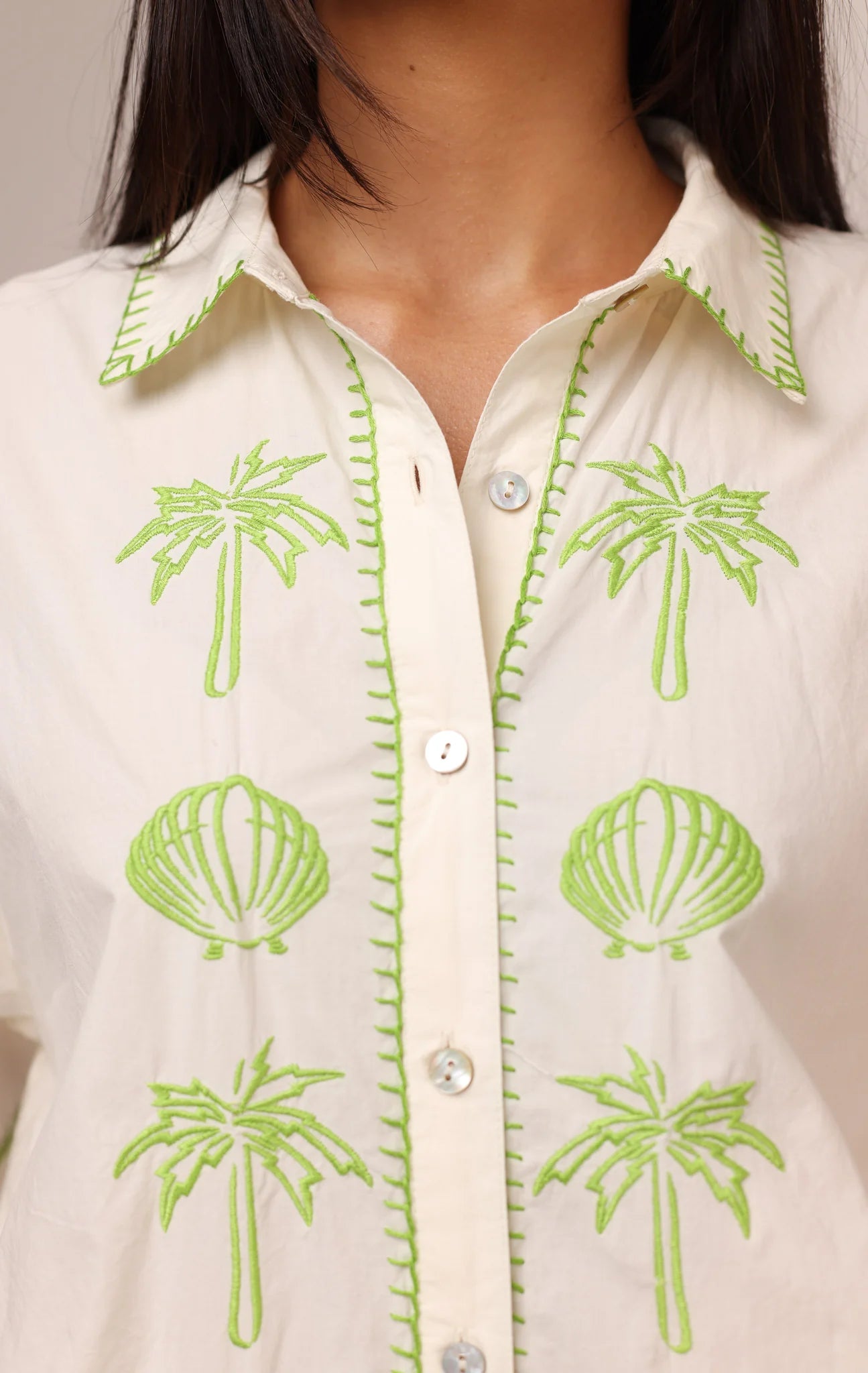 Patricia Shirt Dress in Seashell Embroidery
