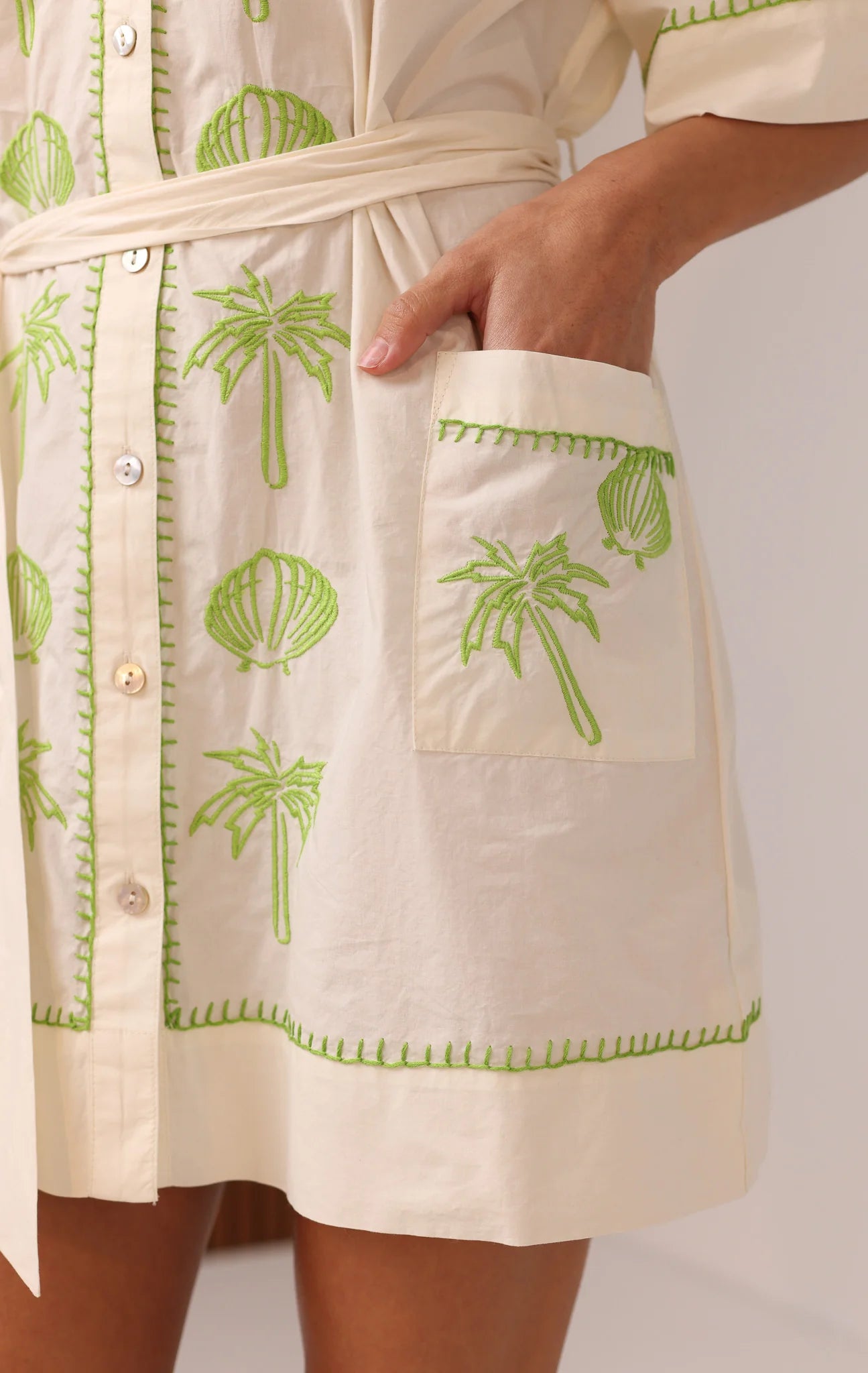 Patricia Shirt Dress in Seashell Embroidery