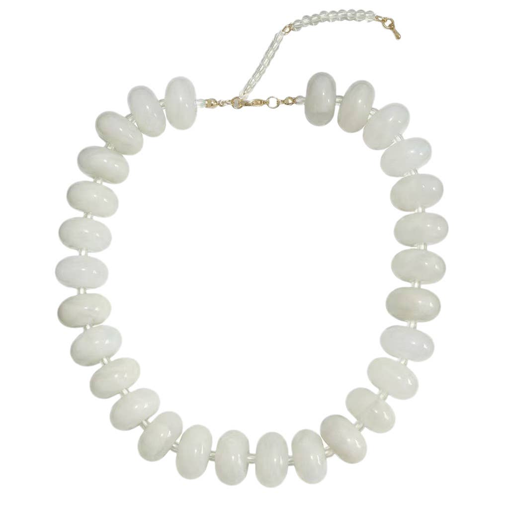 Bailey Chunky Beaded Necklace- Cream