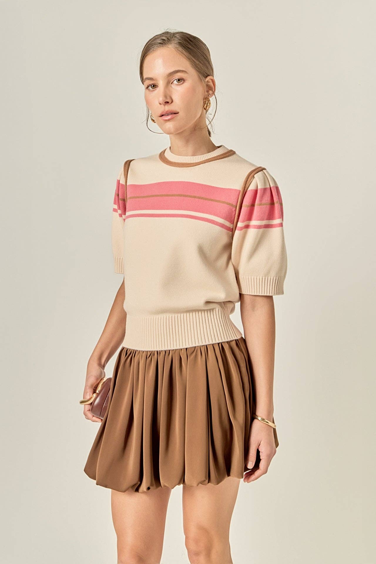 Women Knit Contrast Shirt