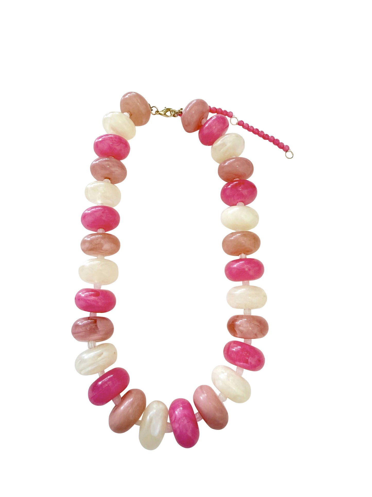Bailey Chunky Beaded Necklace- Pink Mix