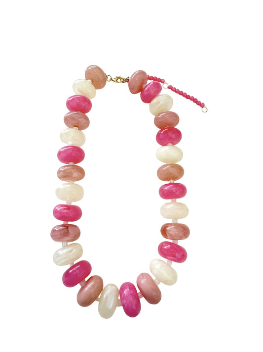 Bailey Chunky Beaded Necklace- Pink Mix