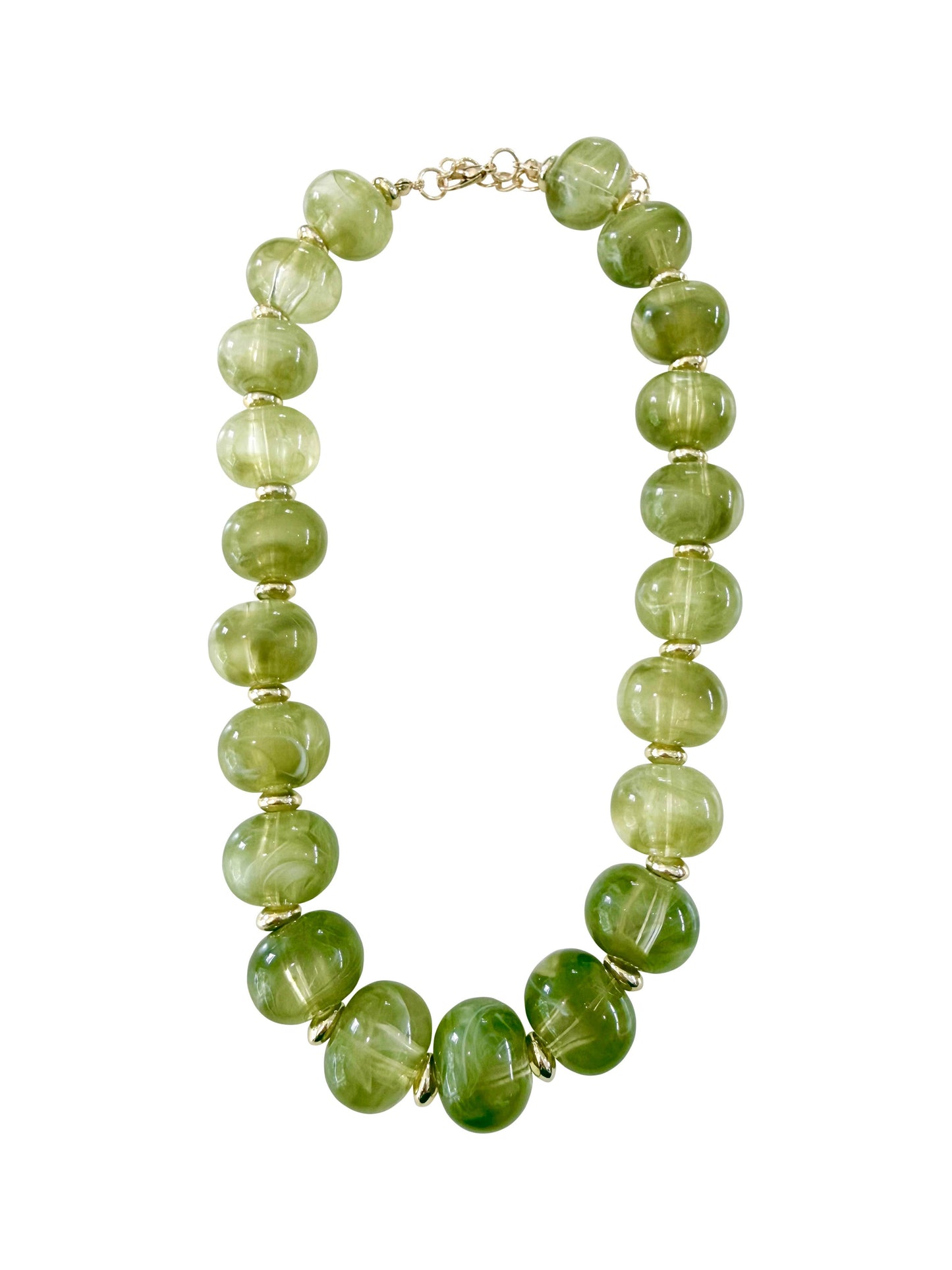 Marble Chunky Beaded Necklace- Chartreuse
