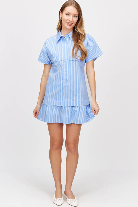 Poplin Striped Short Sleeve Dress
