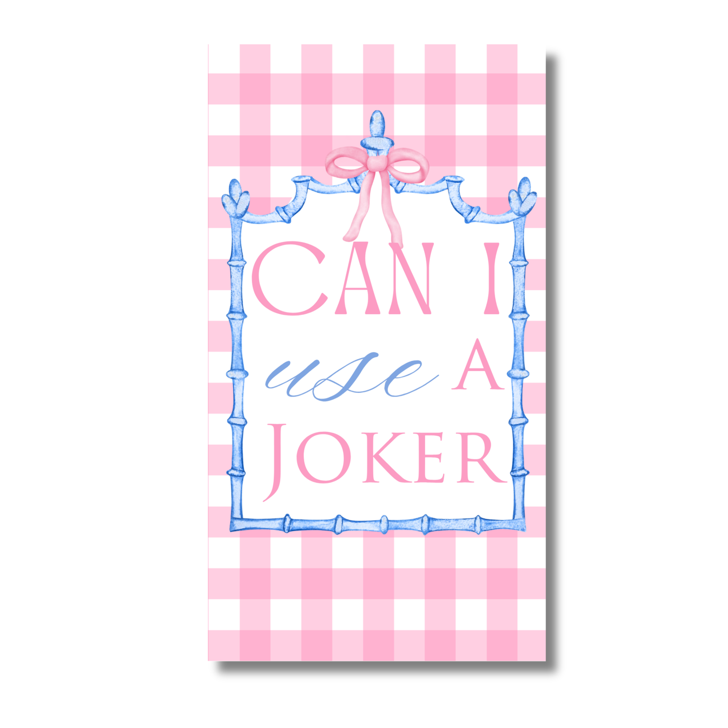 Mahjong Pink Plaid "Can I Use a Joker" 24ct Guest Napkins