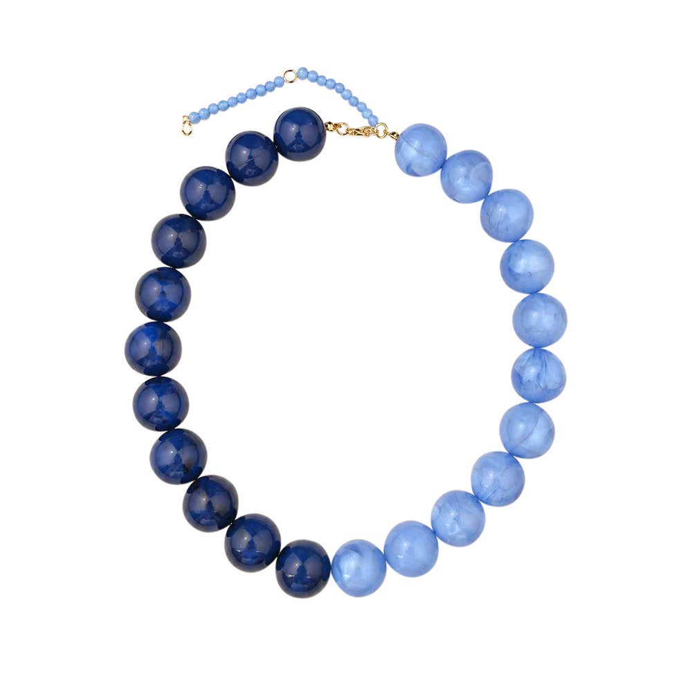 Wrenley 2-Tone Beaded Necklace - Blue