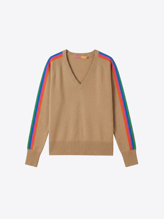 Multi Stripe VNeck Sweater