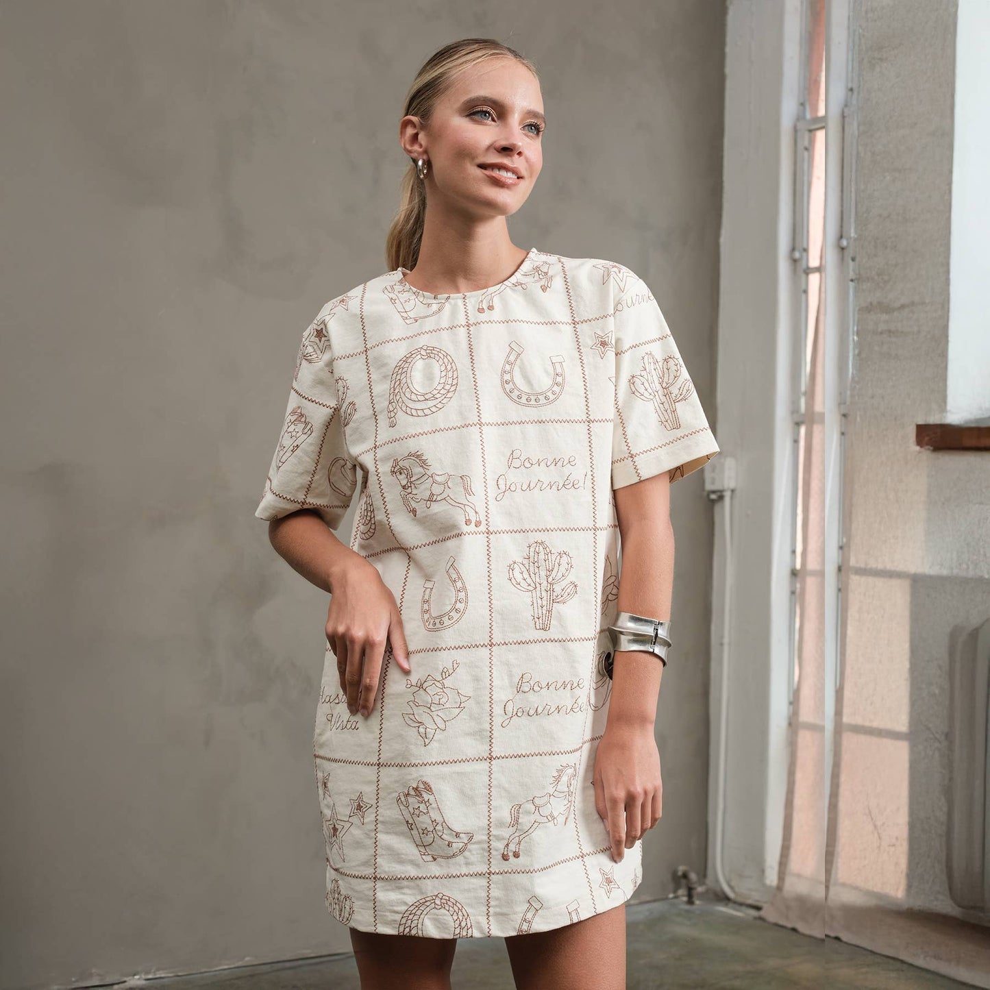 Western Embroidered Mini Dress
