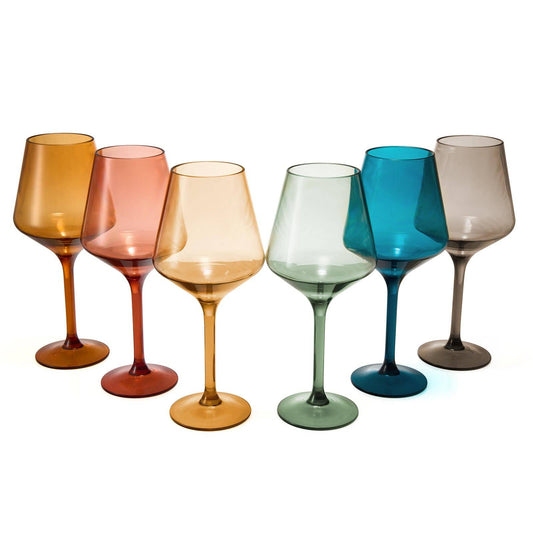 Pastel Unbreakable Acrylic Wine Glasses Set of 6