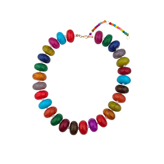 Bailey Chunky Beaded Necklace- Dark Multi