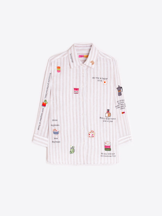 Embroidered Linen Blouse