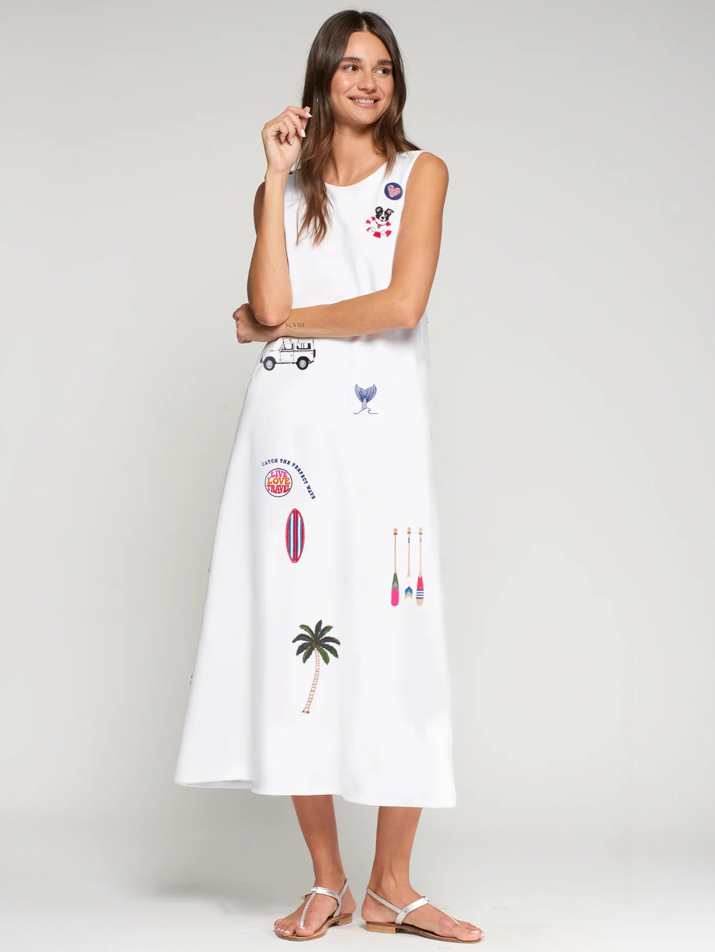 Surf Embroidered Knit Dress