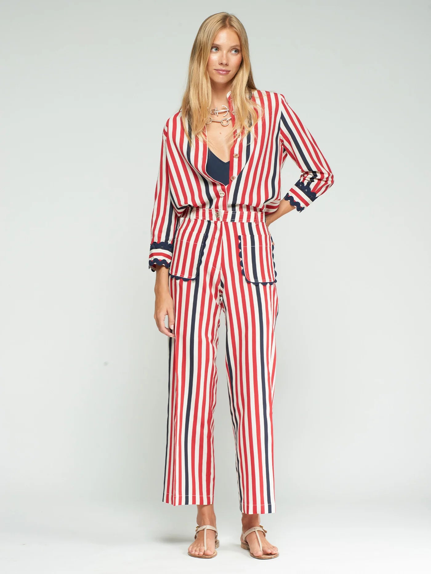 Sailor Striped Ricrac Pants