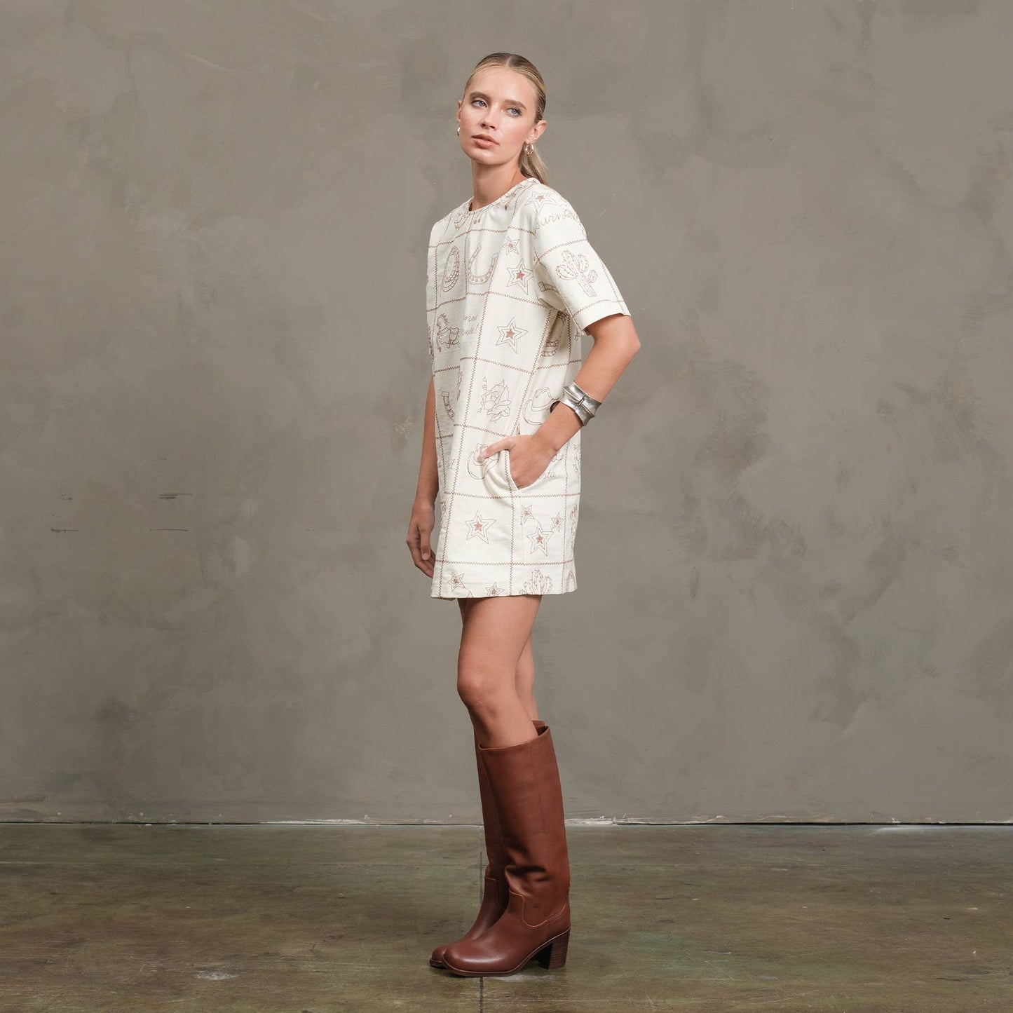 Western Embroidered Mini Dress