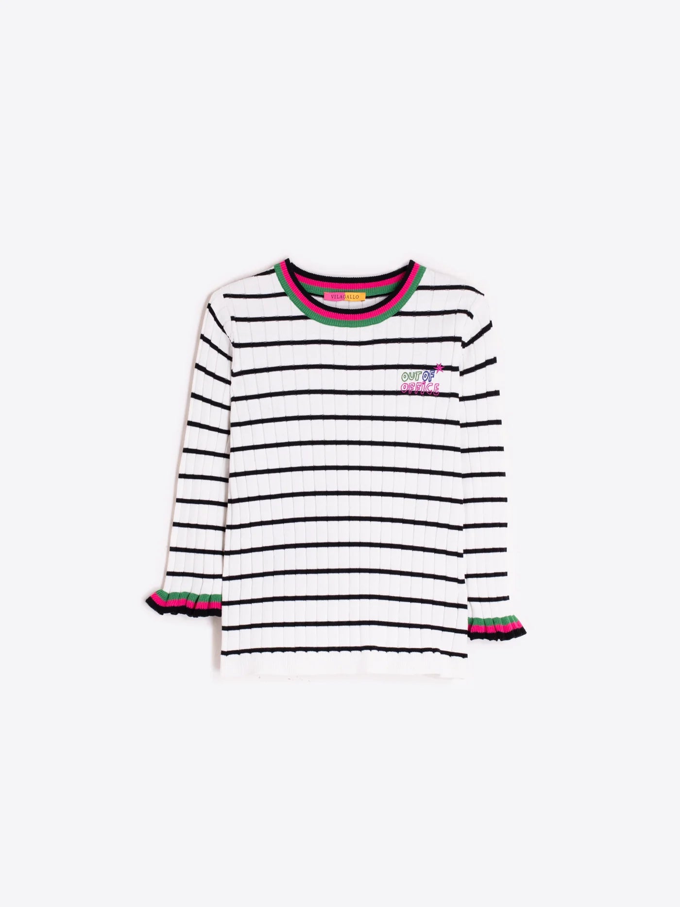 Striped Ruffle Knit Top