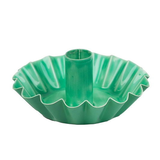 Scalloped Green Metal Taper Candle Holder |Mothers Day Gift|
