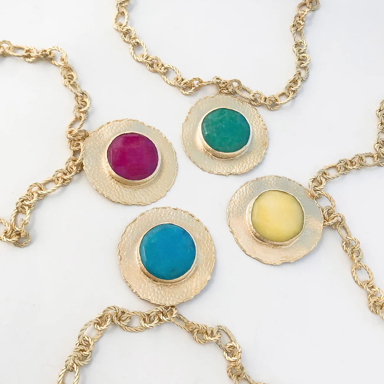 Gemstone Bezel Chain Necklace