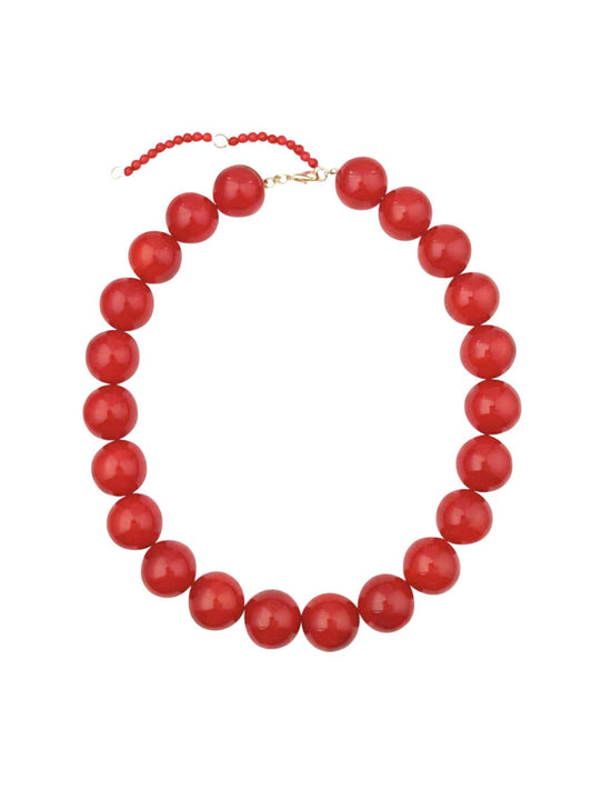 Kameron Chunky Beaded Necklace - Red