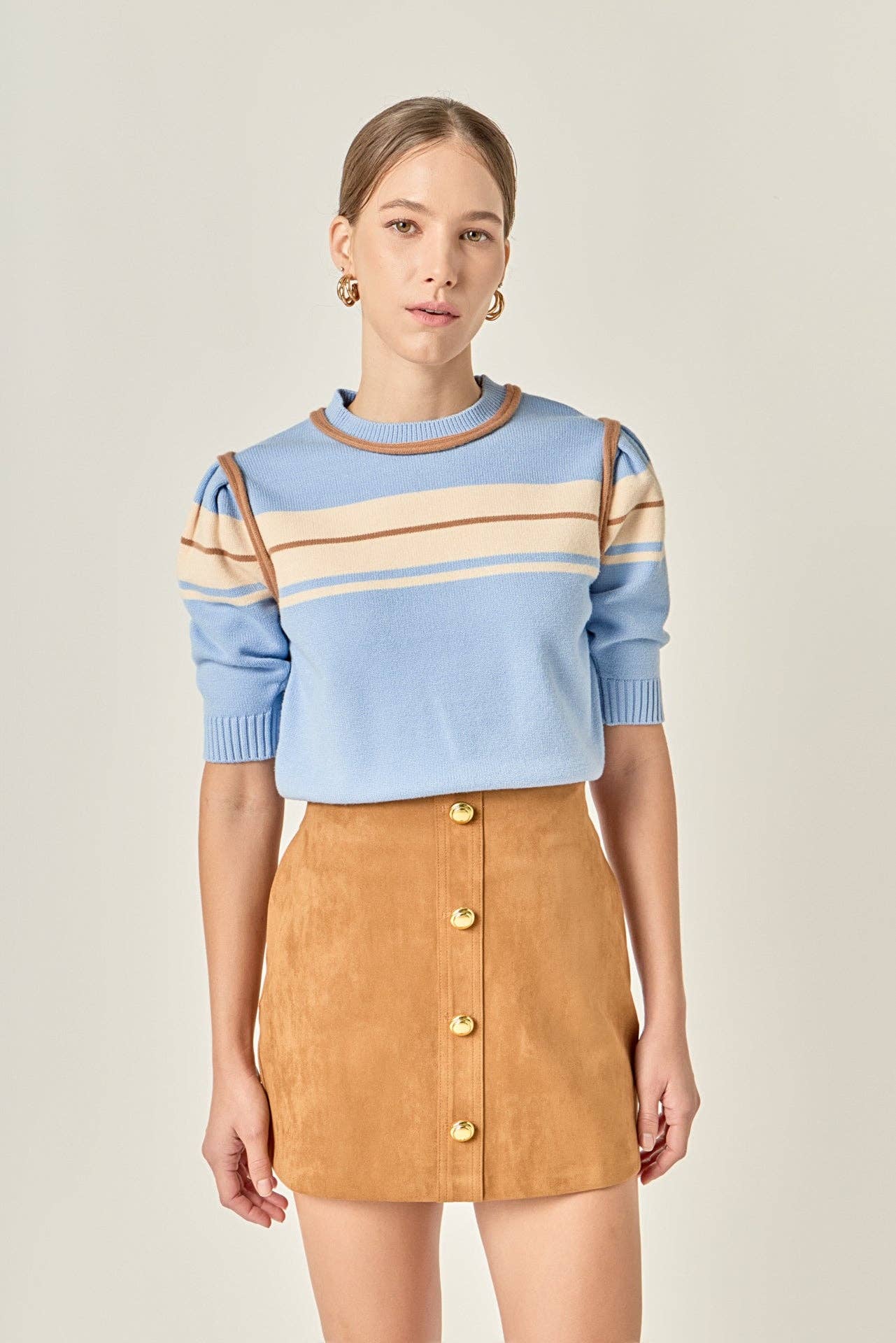 Women Knit Contrast Shirt