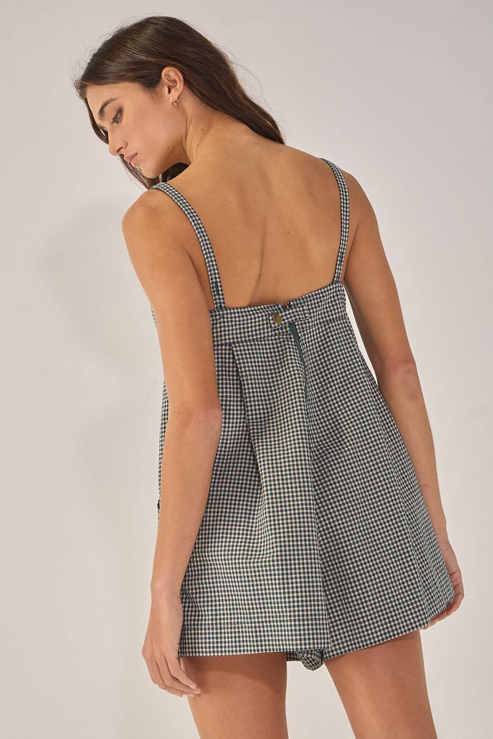 Relaxed Sleeveless Plaid Romper