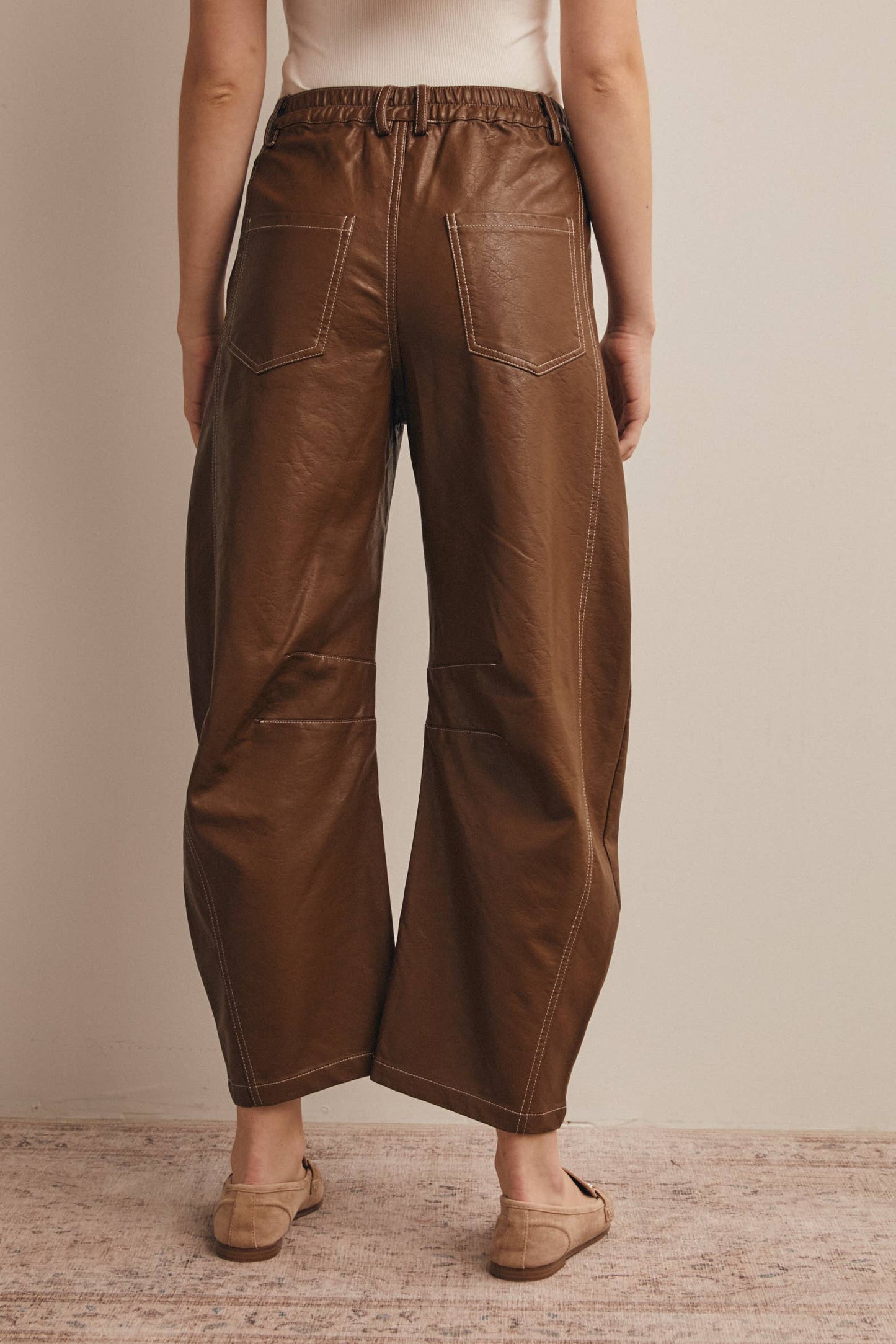 Faux Leather Barrel Pants
