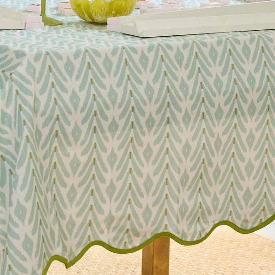 Petite Frond Blue Square Game Tablecloth
