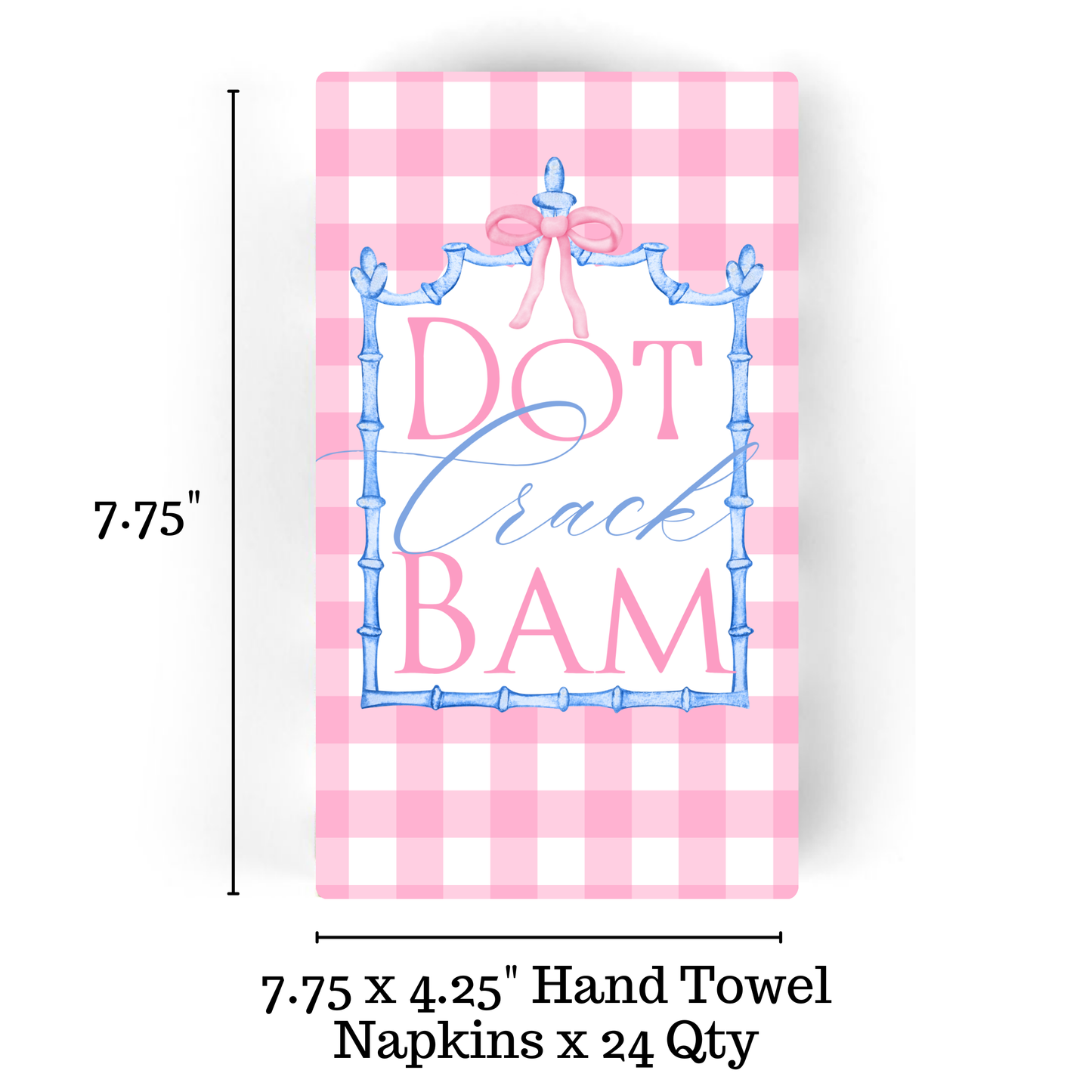 Mahjong Pink Plaid "Dot Crack Bam" 24ct Guest Napkins 3-ply