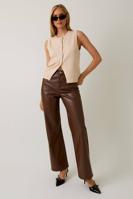 Sleeveless Button Front Sweater Top