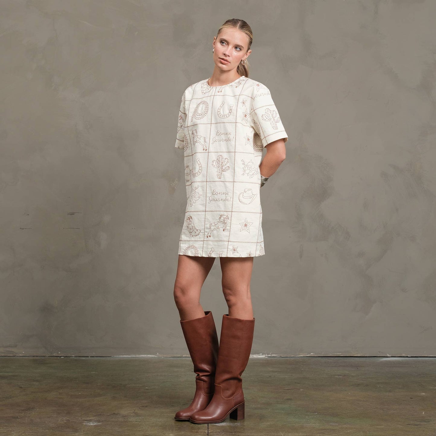 Western Embroidered Mini Dress