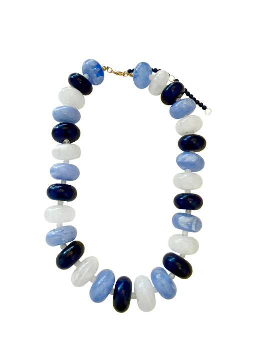 Bailey Chunky Beaded Necklace- Navy Mix