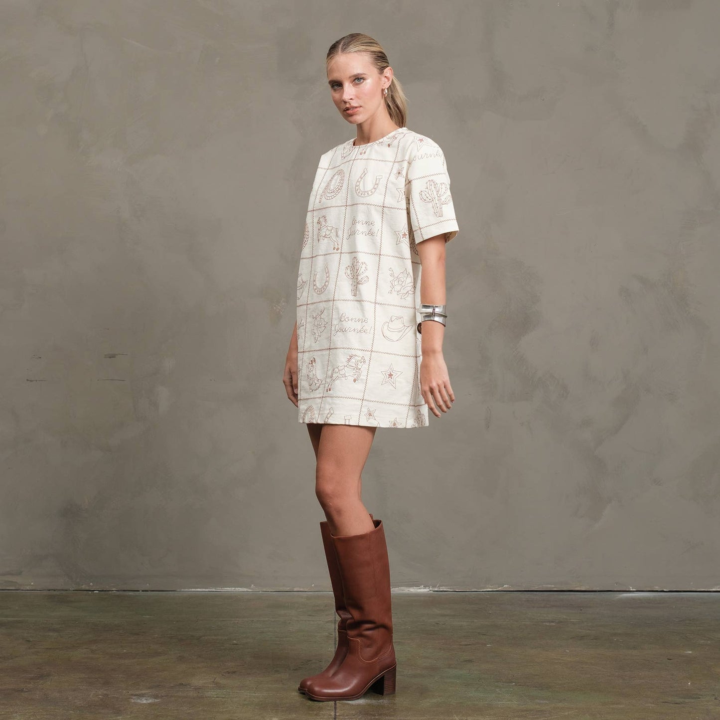 Western Embroidered Mini Dress