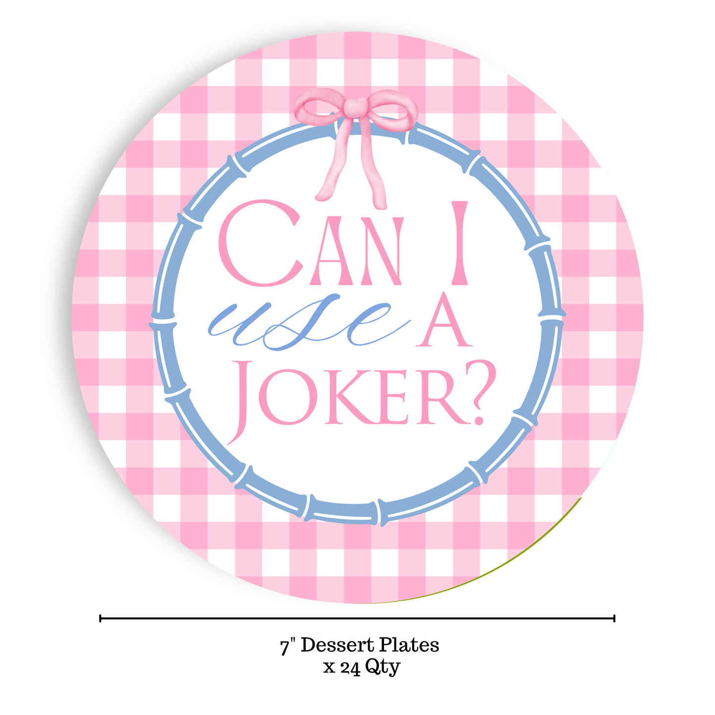 Mahjong Gingham 24ct 7in "Can I Use a Joker" Paper Plates