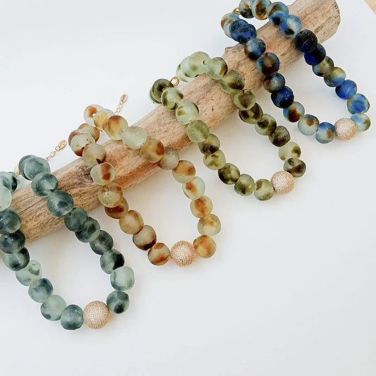 Pave Ball on Jumbo Glass Bead Necklace