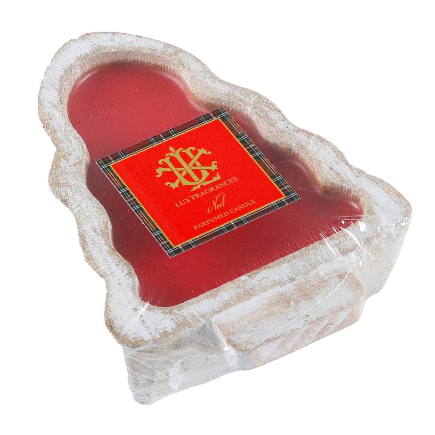 LUX Noel 2 Wick White Tree Wood Bowl Candle