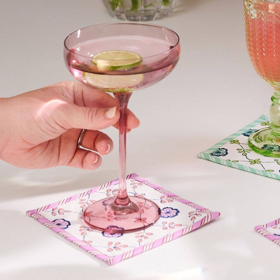 Carolina Canvas Coasters - Pink, SumnerEdit (Set of 4)