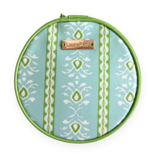 Rosemary Stripe Blue Round Jewelry Case