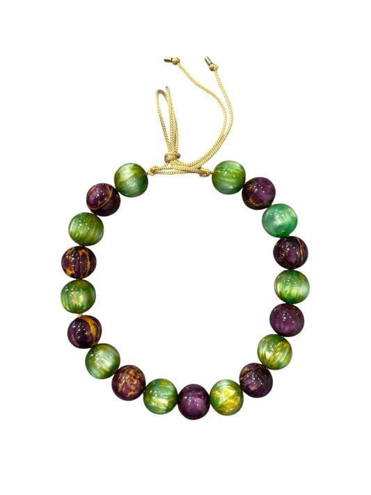 Chunky Beaded Necklace - Mardi Gras