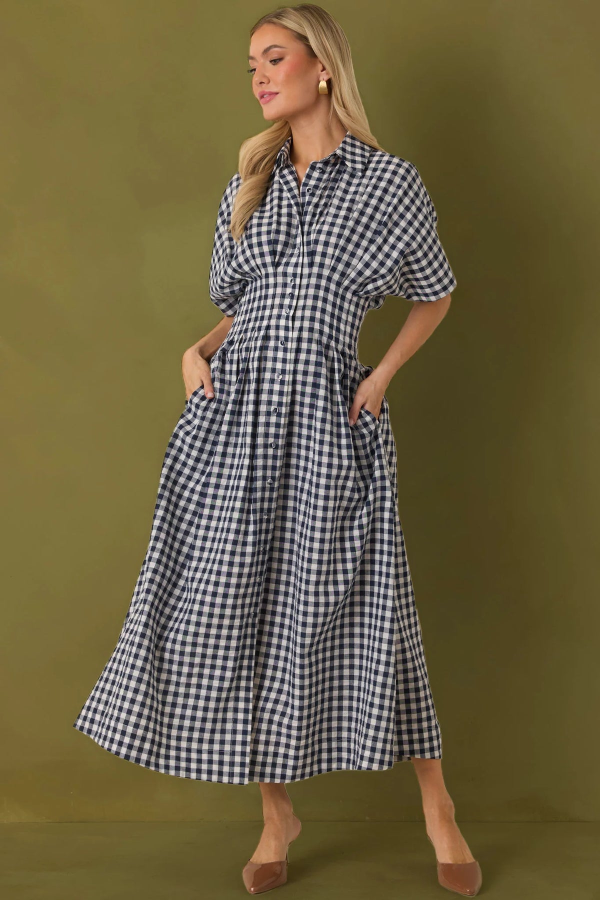 Leighton Dress in Navy Check