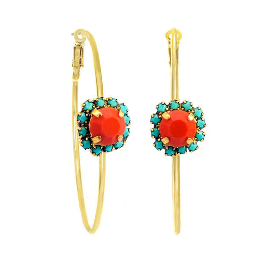 Bianca Hoops in Coral & Turquoise